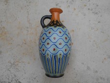 Signé Borgu GOUDA Hollande ancien vase flacon céramique polychrome 1900 Art déco