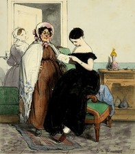 E. DE BEAUMONT Lithographie originale époque aquarellée et gommée 1846 RARE