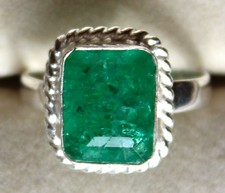Emeraude Verte de Colombie de 10,25 ct - Bague Argent 925 - Certificat AGI
