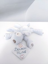 Peluche/Doudou Chien Bleu Blanc Coquard Yeux Patte Nez Marron 20cm Okaïdi Obaïbi