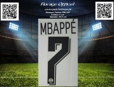 Flocage junior officiel PSG 19/20 monblason maillot 7 Mbappé Away LDC Europe