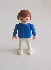 PLAYMOBIL (3210) ENFANT VINTAGE - Garçon Pull Bleu Pantalon Blanc Jambes Jaunies