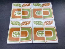 4 carreaux de carrelage Gien modèle Ève - vintage années 70