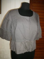 Chemisier court petite manche et bas volant JACQUELINE RIU 44 coton lin marron