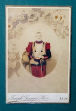 PHOTO CDV colorisé Grand Portrait militaire Grampa LYON tinted colored Fleurs