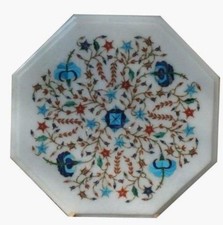 12 " Marbre Côté Demi Précieux Pierres Incrustation Table Top Maison Pièce Décor