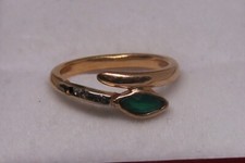 Bague serpent émeraude diamants or jaune 18 carats 750