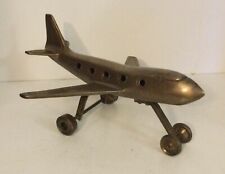 AVION ART DÉCO SUR 4 ROUES BRONZE LAITON L18,5 x 16,2 x 9,5 CM COLLECTOR VINTAGE