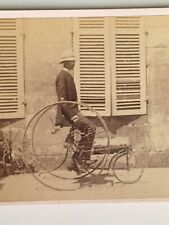 photo albumine vélo tricycle vélocipède à grosse roue 1,2 m. albumine sépia XIXe