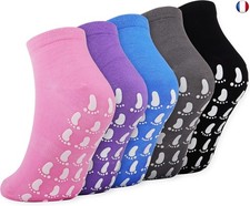 Jeasona Lot de 5 paires de chaussettes antidérapantes en coton ABS pour femme, 