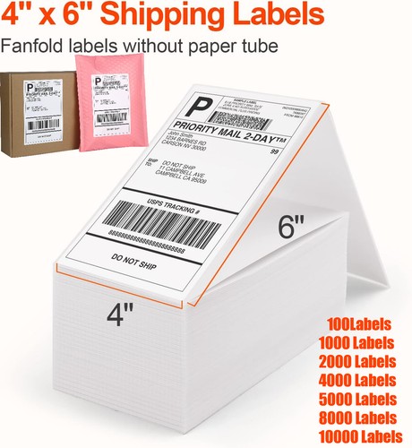 1000 labels 4x6 fanfold - 1000, direct
