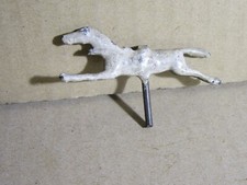 141X Jouet Ancien Tôle Lithographié Cheval Blanc au Galop pour Manège L 6.8 cm