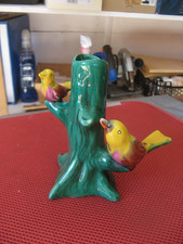 ++"540..21"  PETIT VASE EN FAIENCE DE VALLAURIS DECOR ARBRE ET 2 OISEAUX