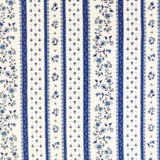 Tissu au mètre coton provençale Figuerolles blanc bleu rayure en 160 cm de large