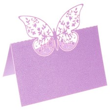 Table Nom Place Cartes, 50Pcs Favor Décoration Creux Papillon Coupe Carte Violet