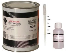 GEL COAT POLYESTER MARINE ISO. NOIR 1kg. + catalyseur & pipette de dosage.