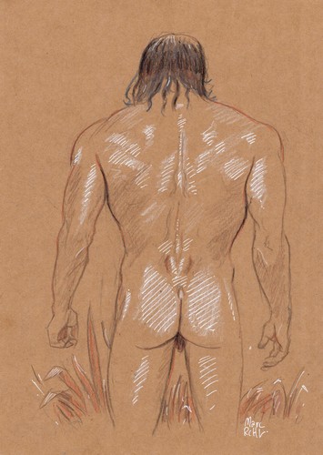 Man nude dessin original - , art