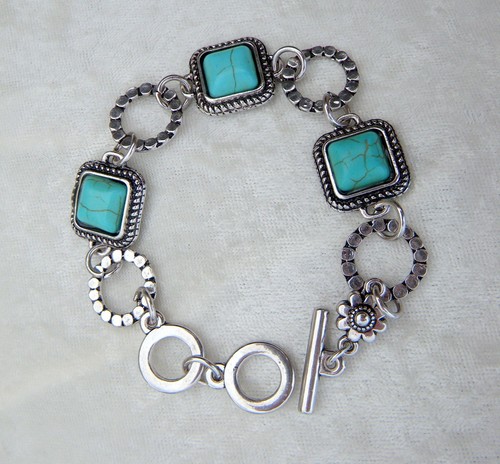 Bracelet argente turquoise - argente,