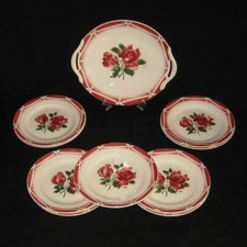 Service à dessert Digoin Sarreguemines Cibon assiette plat décor de roses