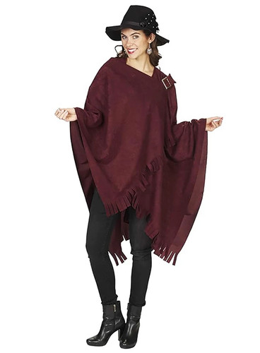 Poncho rouge brun - poncho, avec