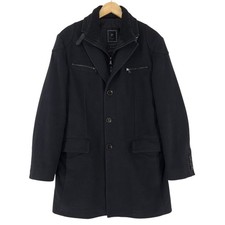 Manteau Pierre Cardin Pour Hommes En Laine Mélangée Noir Qc9 Taille 48