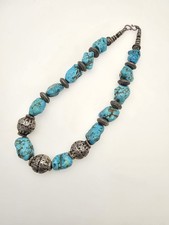Magnifique Collier En Pierre Turquoise Avec Poinçon
