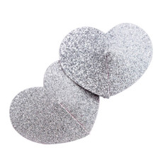 Cache-tétons nippies pasties adhésifs coeurs paillettes argentées sexy burlesque