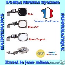 BOUTON HOME + NAPPE COMPLET IPHONE 6 ou 6 PLUS en NOIR BLANC ARGENT OR