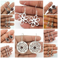 Naturel Grenat Rouge Pierre Précieuse 925 Argent Sterling Élégant Pour Elle