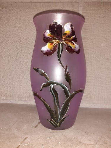 Vase ancien verre émaillé - ancien,
