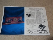 Garrard Zero 100 Platine Ad, 1972, 2 Pg , Article, Infocus, Beau