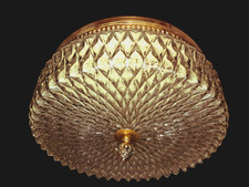 GRAND PLAFONNIER APPLIQUE VERRE TAILLÈ LAITON 31cm LUCIEN GAU 50/60