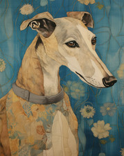 Affiche lévrier élégante - art mural fantaisiste pour chien -...