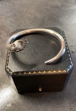 bracelet en argent 925, Serpent Avec les Yeux Rubis. Art Nouveau.