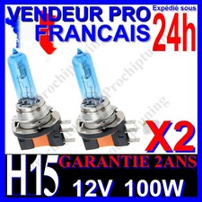 2 AMPOULES H15 XENON 100W LAMPE 55/15W POUR VOITURE FEU SUPER WHITE PHARE 6500K