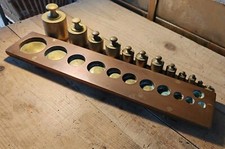 Rarissime Série De Poids En Laiton Sur Plateau Laiton Et Cuivre Massif L 39,5