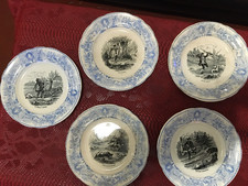 Lot de 12 assiettes anciennes, 4 porcelaines de GIEN de 20 cm, 5 de CHOISY-LE-RO