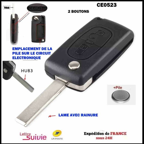 Coque clé plip boitier 2bts - clé,