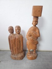 Lot de 2 statues africaines anciennes – bois sculpté – art tribal Madagascar /