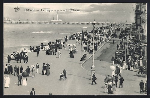 Cpa ostende digue vue - vue, à