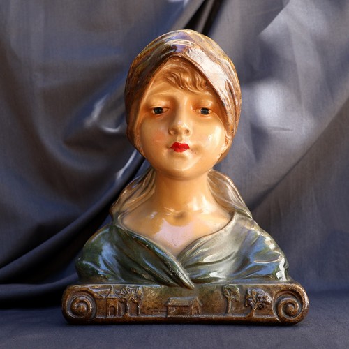 Buste plâtre polychrome art - buste,