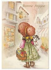 Vitrine Enfant Chien Panier De Noël Carte Joyeux Noël Bonne Année