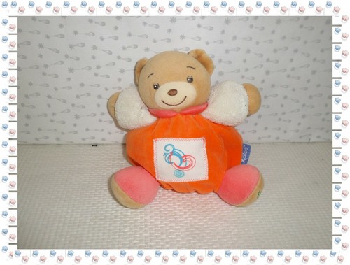 Doudou boule ours orange - boule,