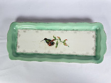 Ancien plat à cake Sarreguemines motifs aux oiseaux