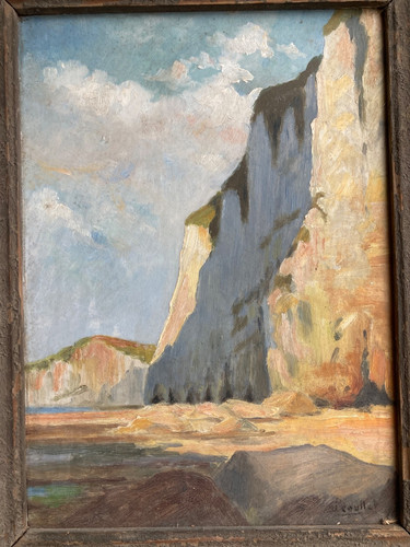 Huile paysage falaise - paysage,