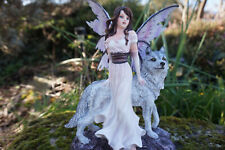 15533     FIGURINE   FEE AVEC  LOUP BLANC   ELFE SEXY GOTHIQUE   HEROIC FANTASY 