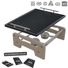 Grille plancha en fonte émaillée pour Barbecue Feu Gas + Tailles et accessoires