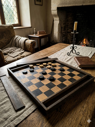 Ancien jeu dames bois - dames, en