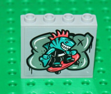 Lego MdStone Panel Shark and Skateboard ref 60581pb224 set 60290 Skate Park