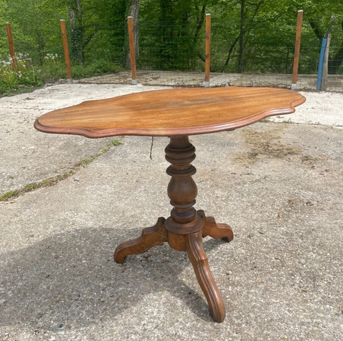 Guéridon noyer 19ème - noyer,